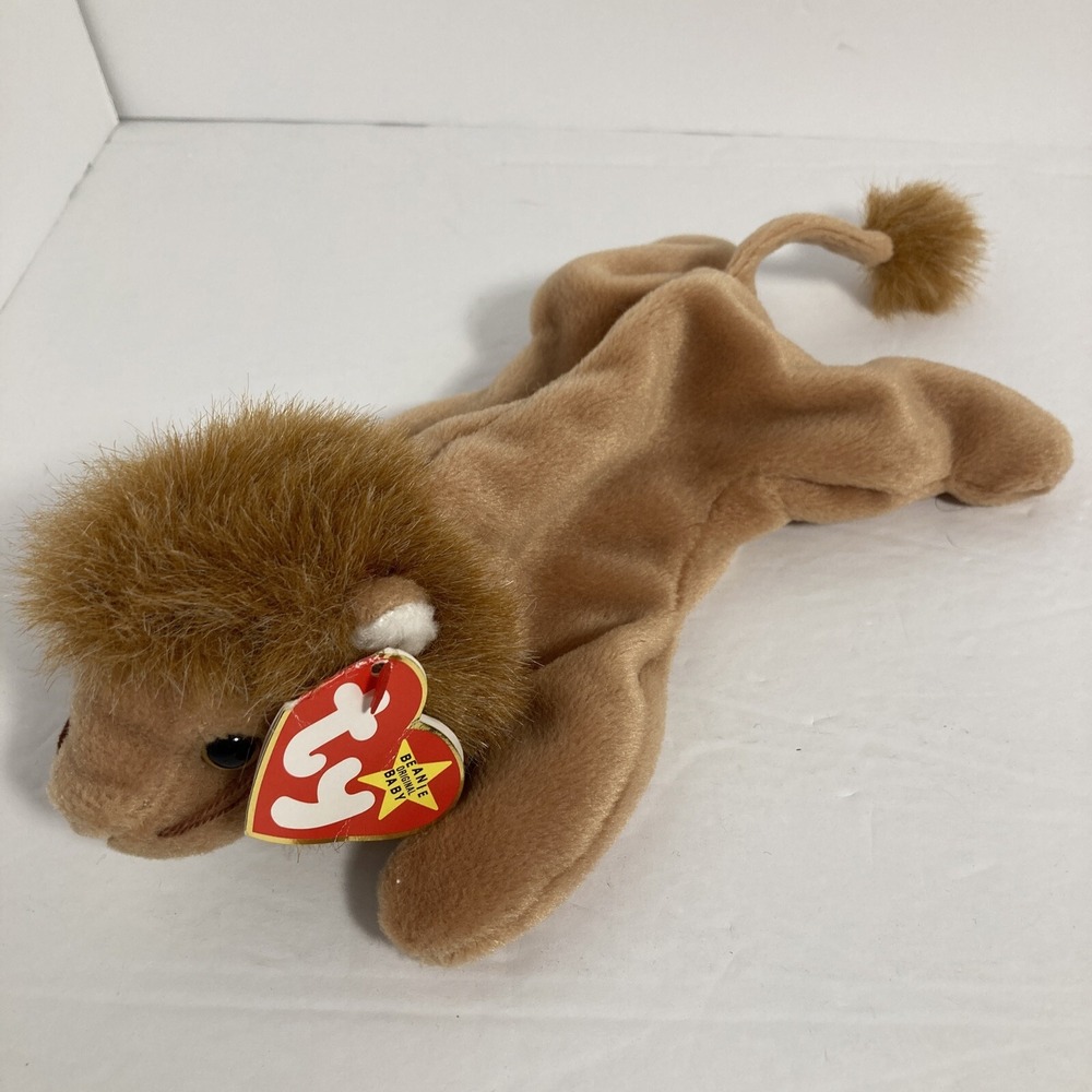 Vintage Ty‎ Roary the Lion Beanie Baby  Tan Brown Vtg 1996 Stuffed Plush Toy